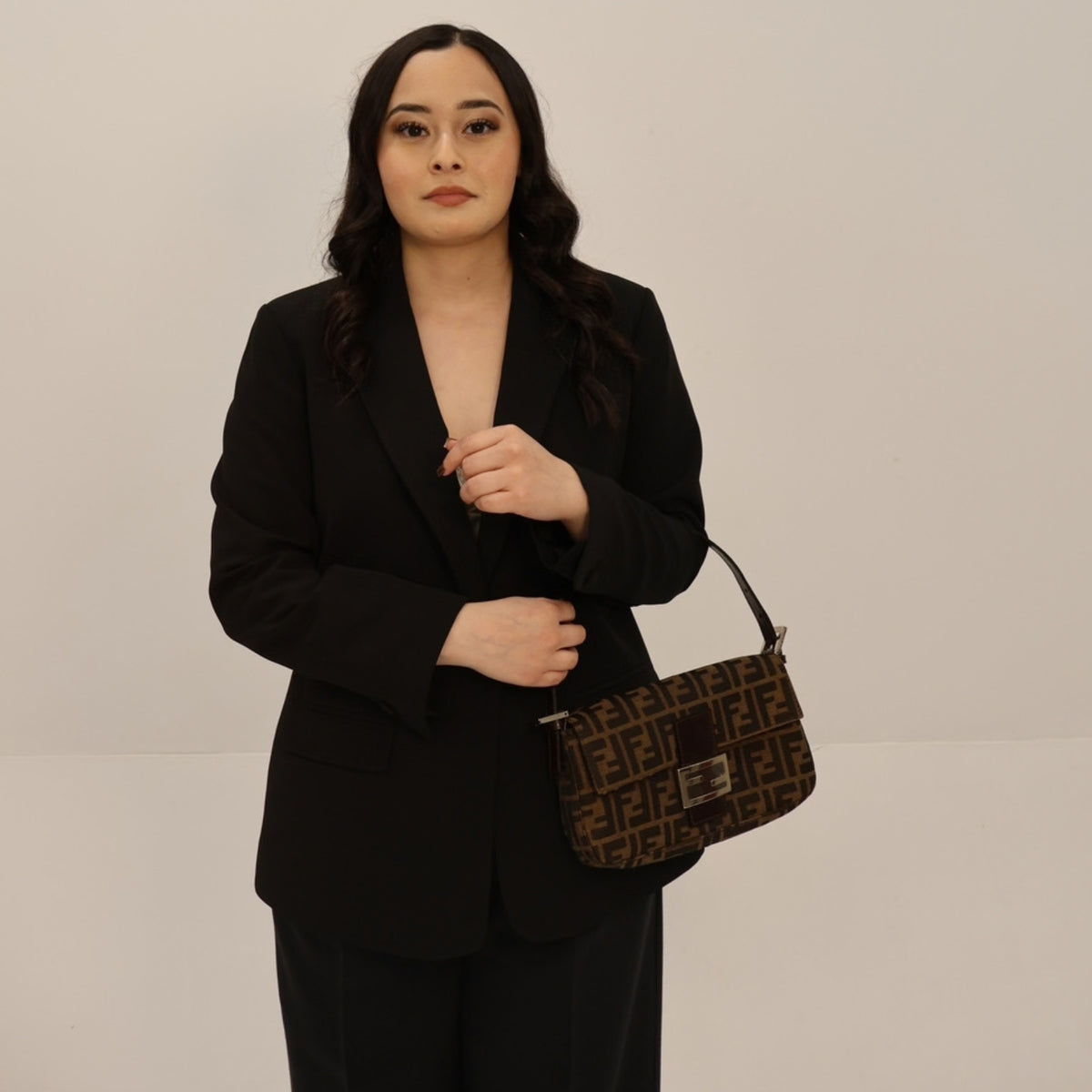 Fendi Zucca Brown Baguette Bag