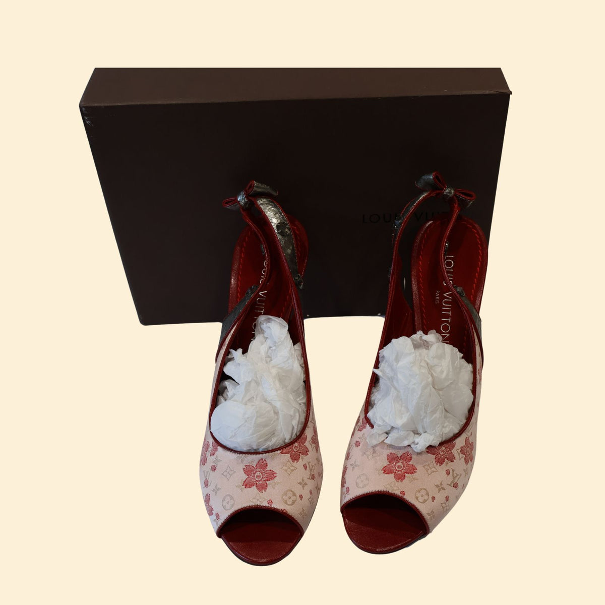 Louis Vuitton Takashi Murakami Cherry Blossom Satin Heels