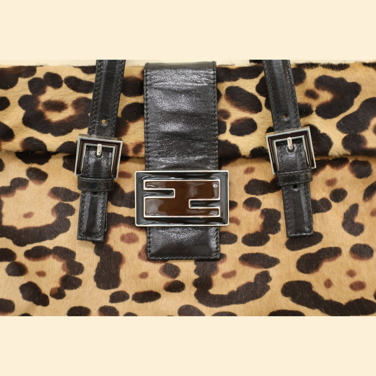 Fendi Leopard Pony Hair Baguette Bag