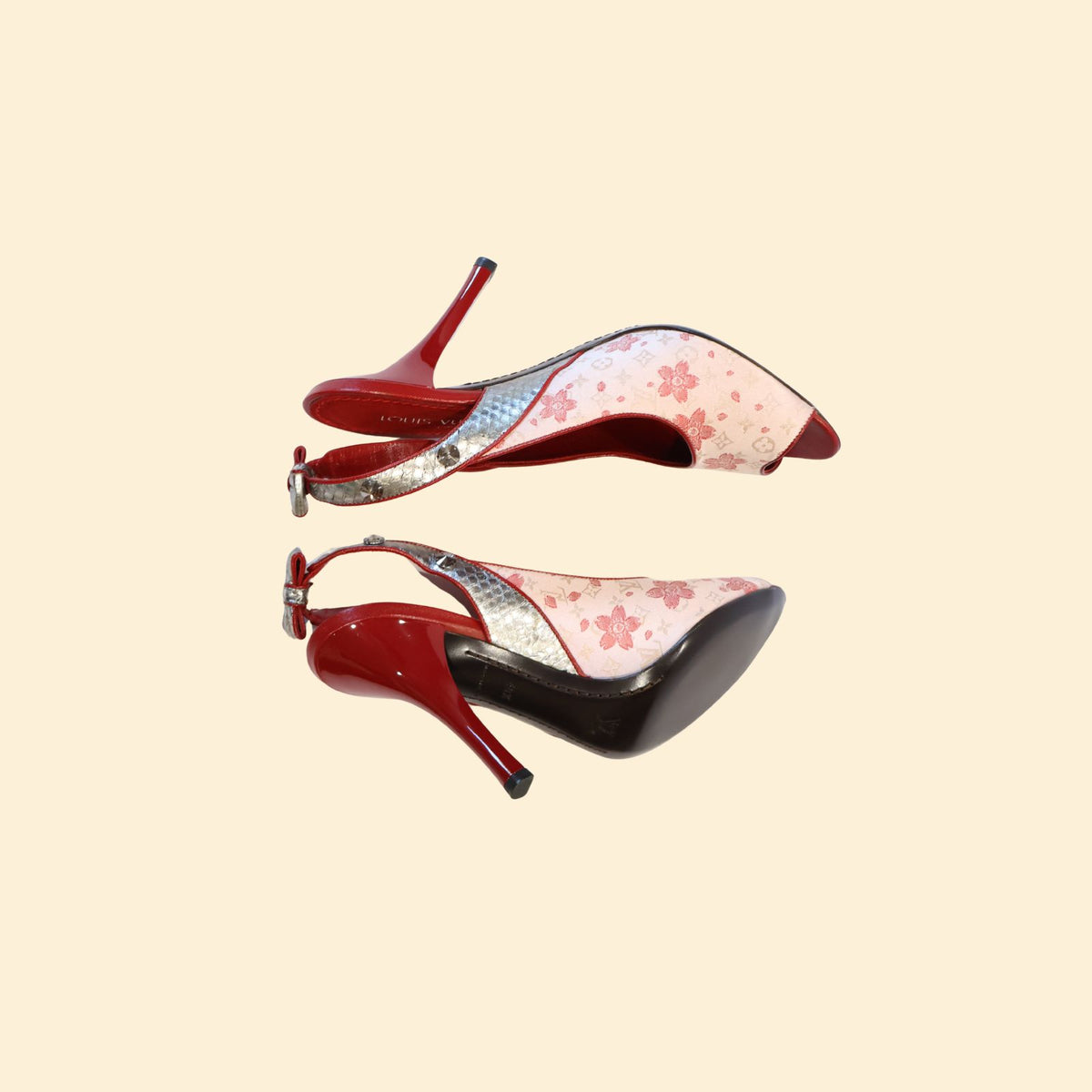 Louis Vuitton Takashi Murakami Cherry Blossom Satin Heels