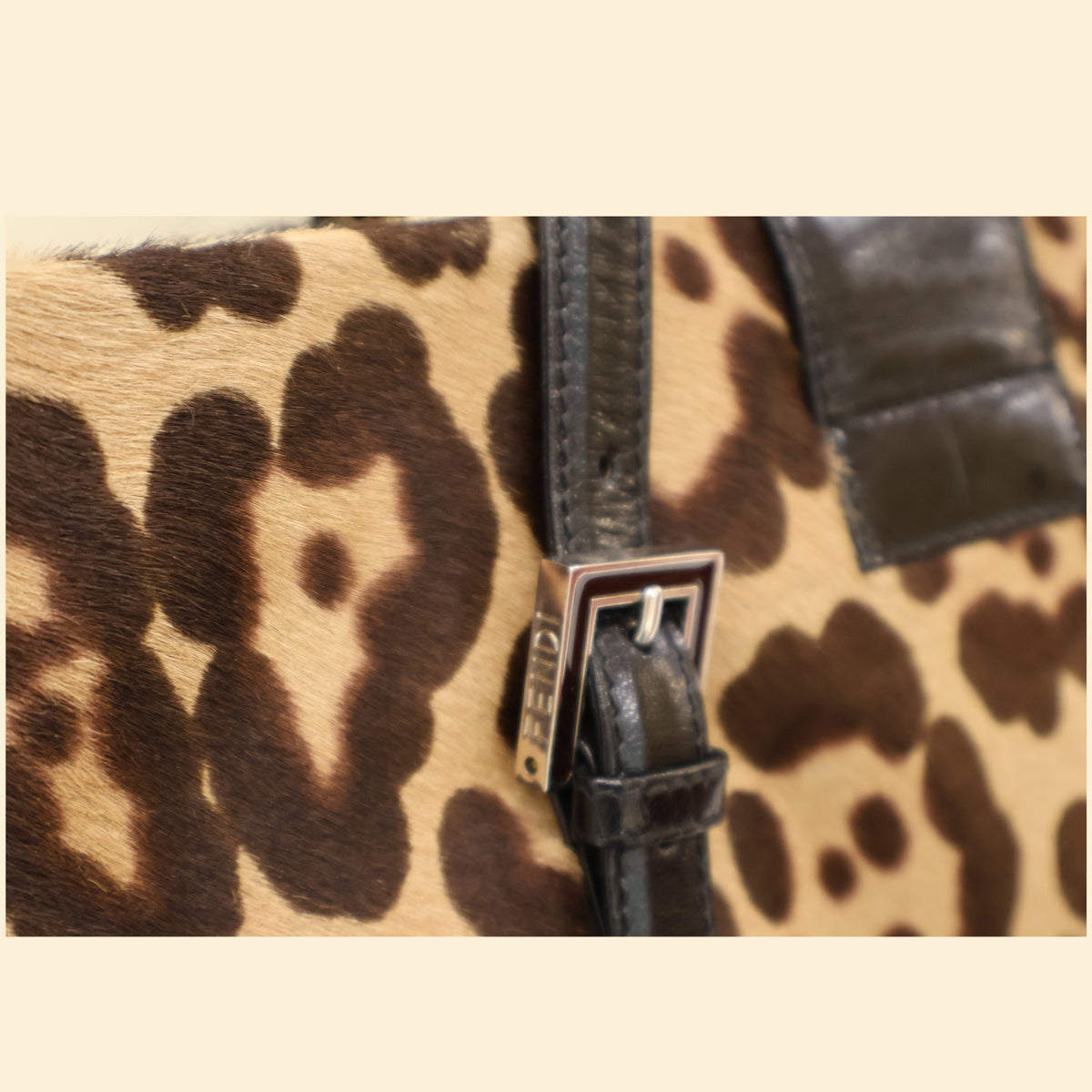 Fendi Leopard Pony Hair Baguette Bag