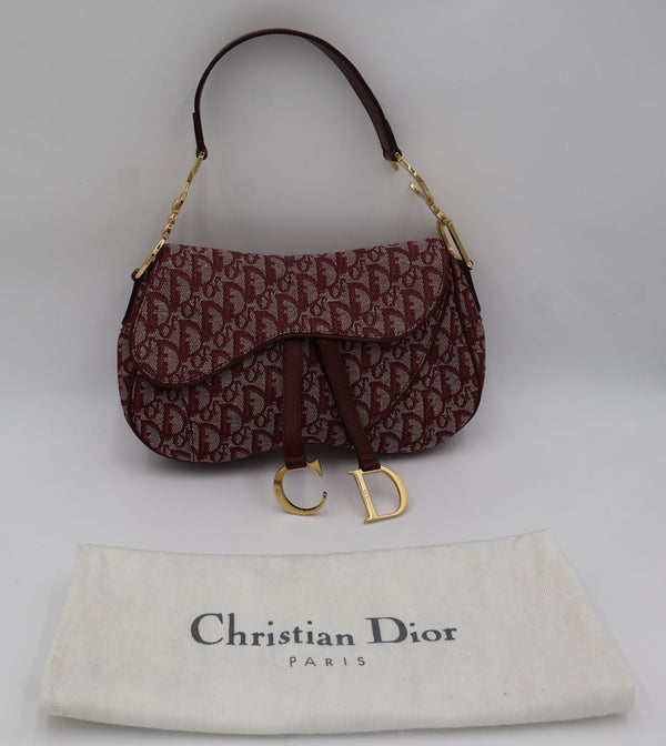 Dior Trotter Double Saddle Bag — Burgundy (Early 2000s)
