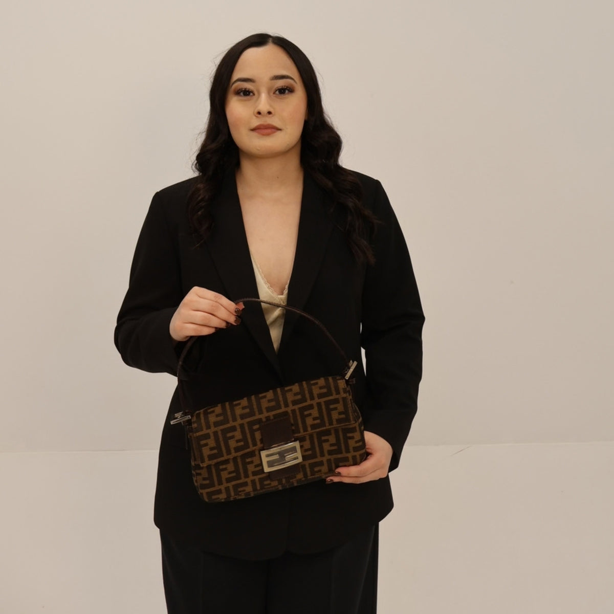 Fendi Zucca Brown Baguette Bag