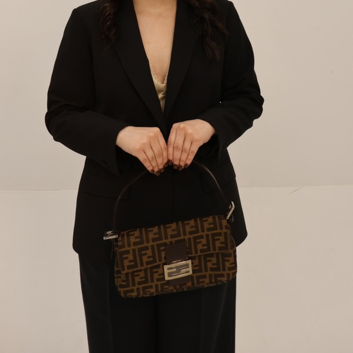 Fendi Zucca Brown Baguette Bag