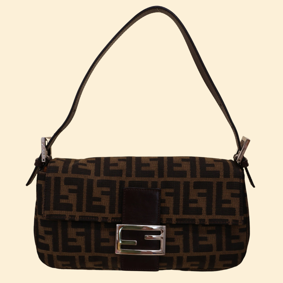 Fendi Zucca Brown Baguette Bag