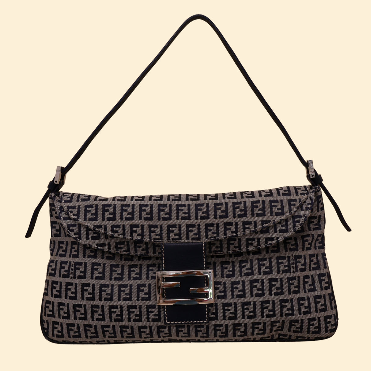 Fendi Zucchino Baguette-Navy Blue Bag