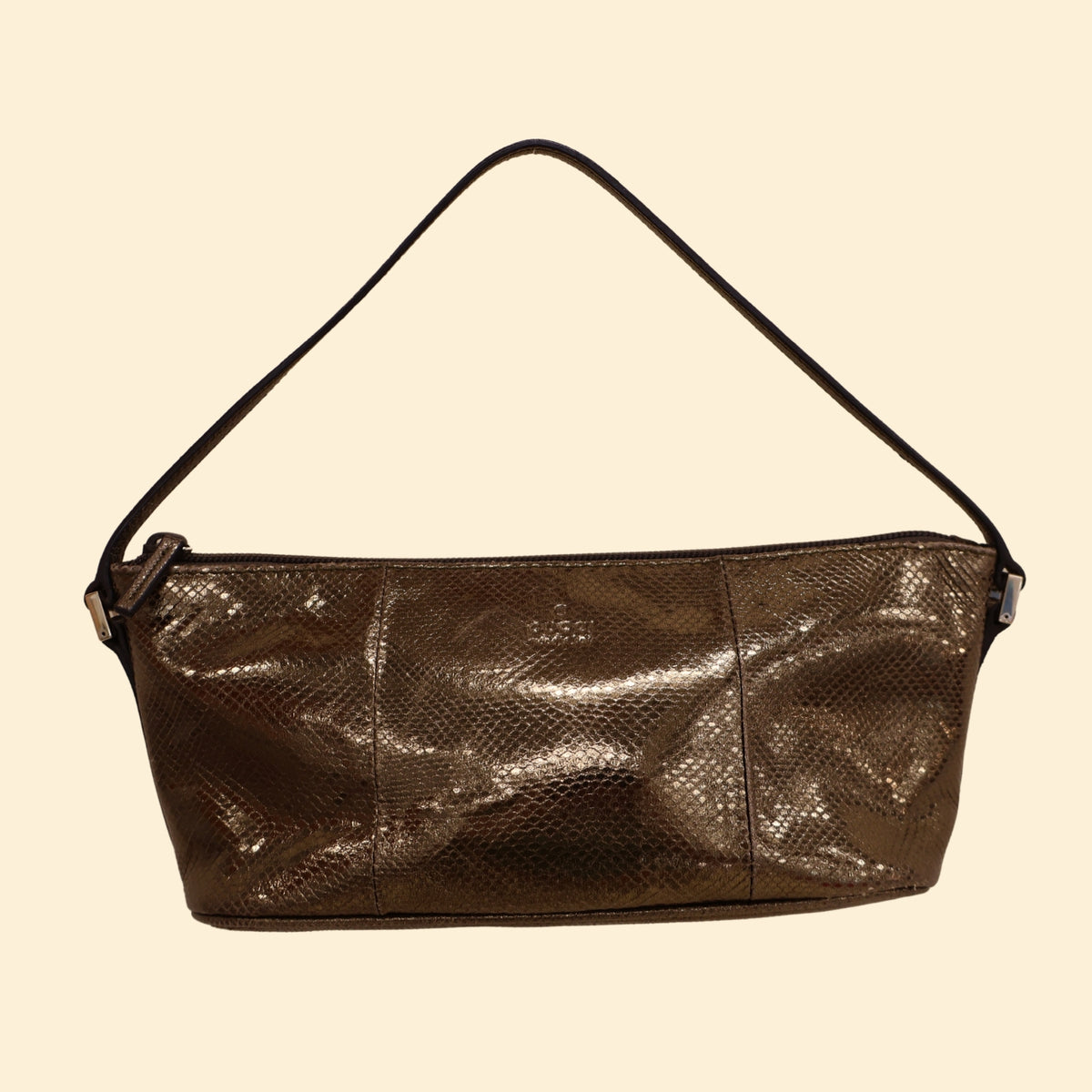 Vintage Gucci Tom Ford-Era Metallic Exotic Leather Boat Bag