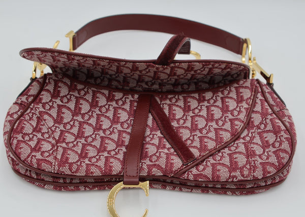 Dior Trotter Double Saddle Bag — Burgundy (Early 2000s)