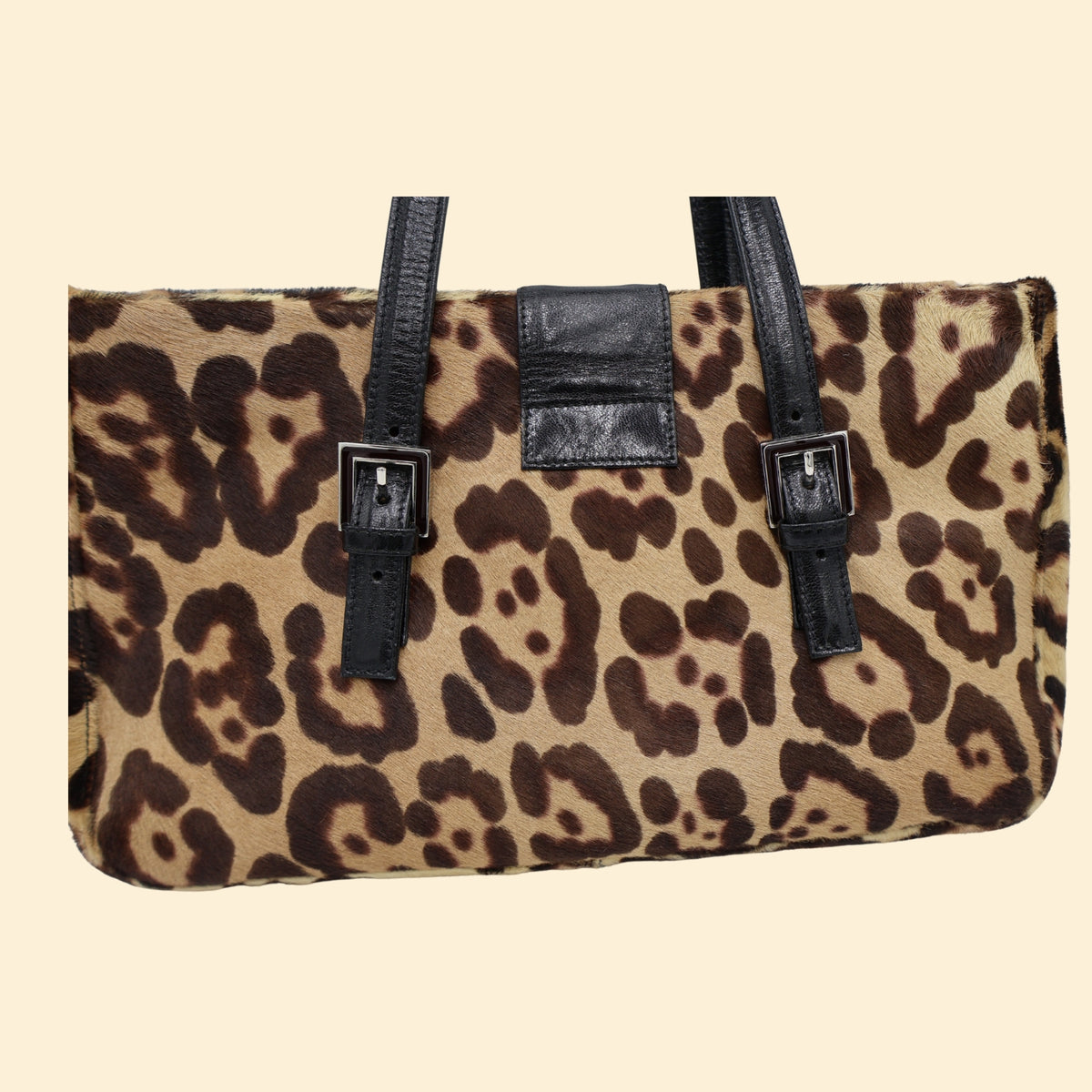 Fendi Leopard Pony Hair Baguette Bag