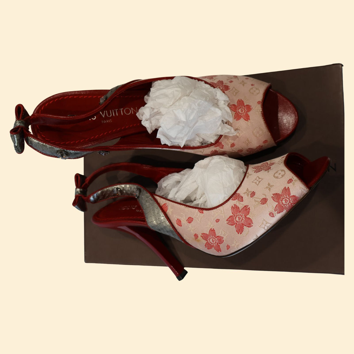 Louis Vuitton Takashi Murakami Cherry Blossom Satin  Heels