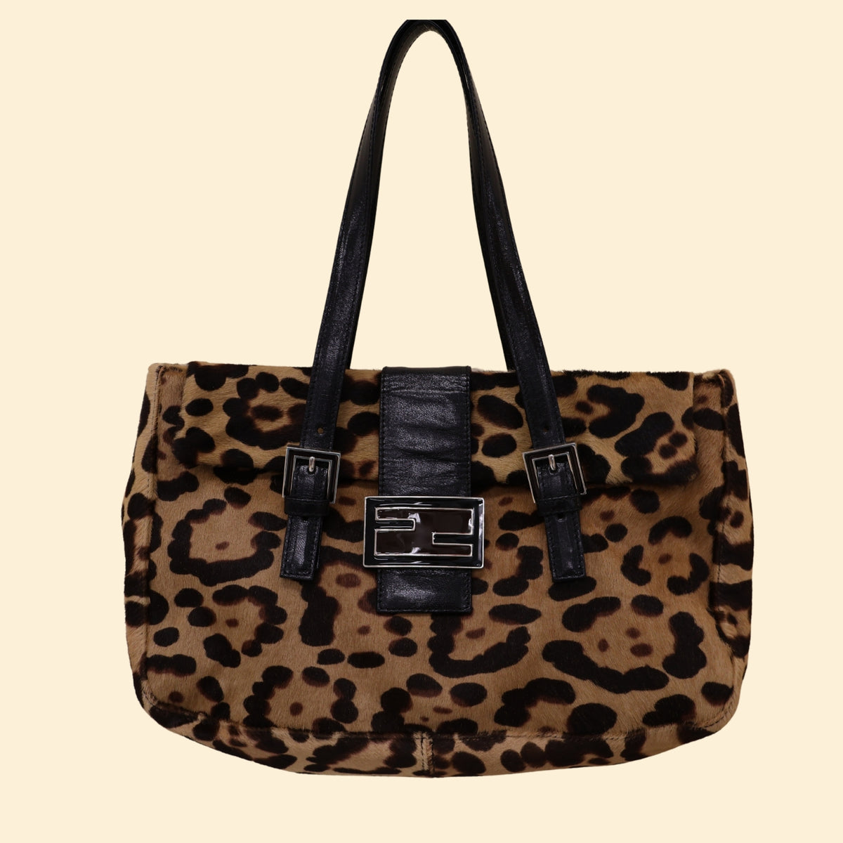 Fendi Leopard Pony Hair Baguette Bag