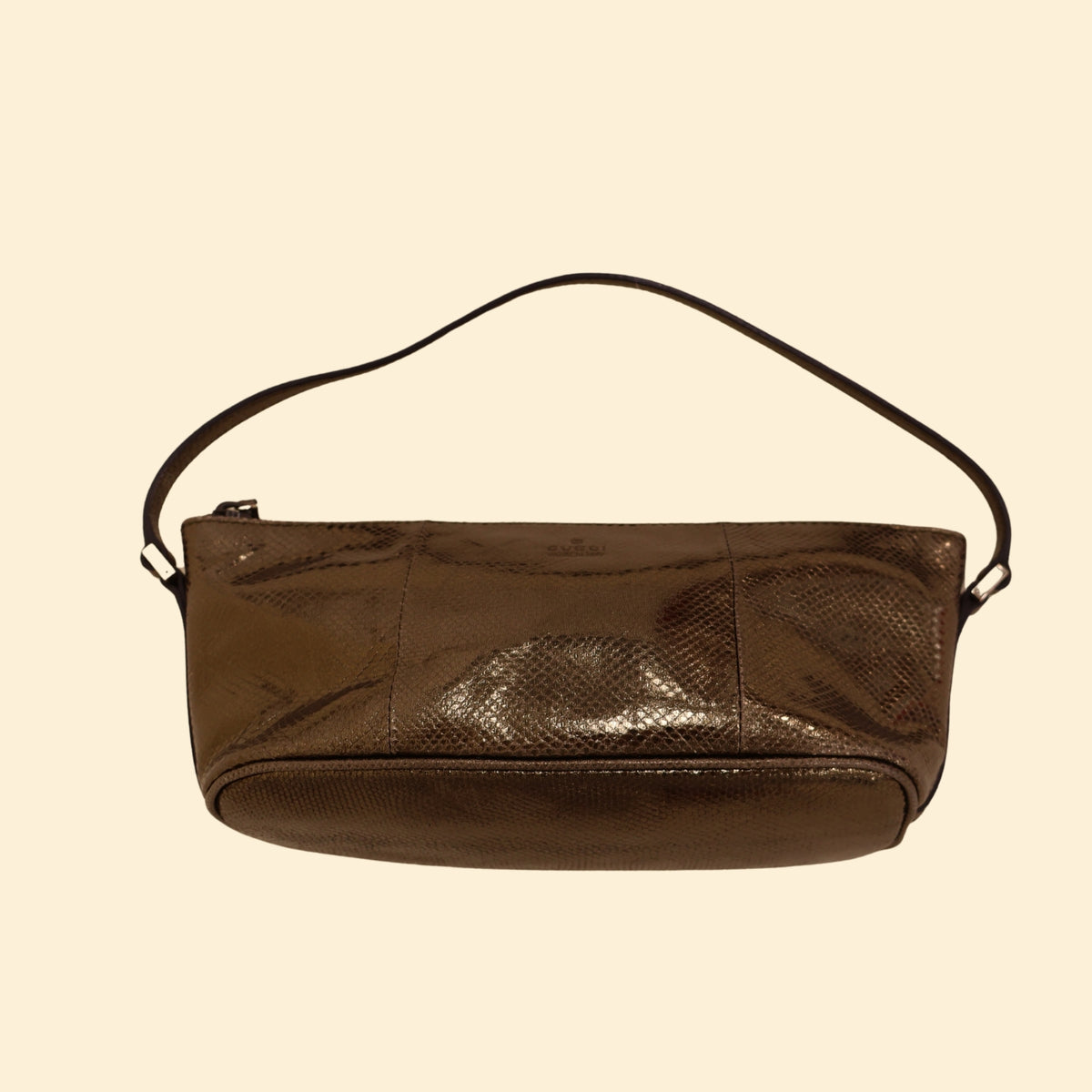 Vintage Gucci Tom Ford-Era Metallic Exotic Leather Boat Bag