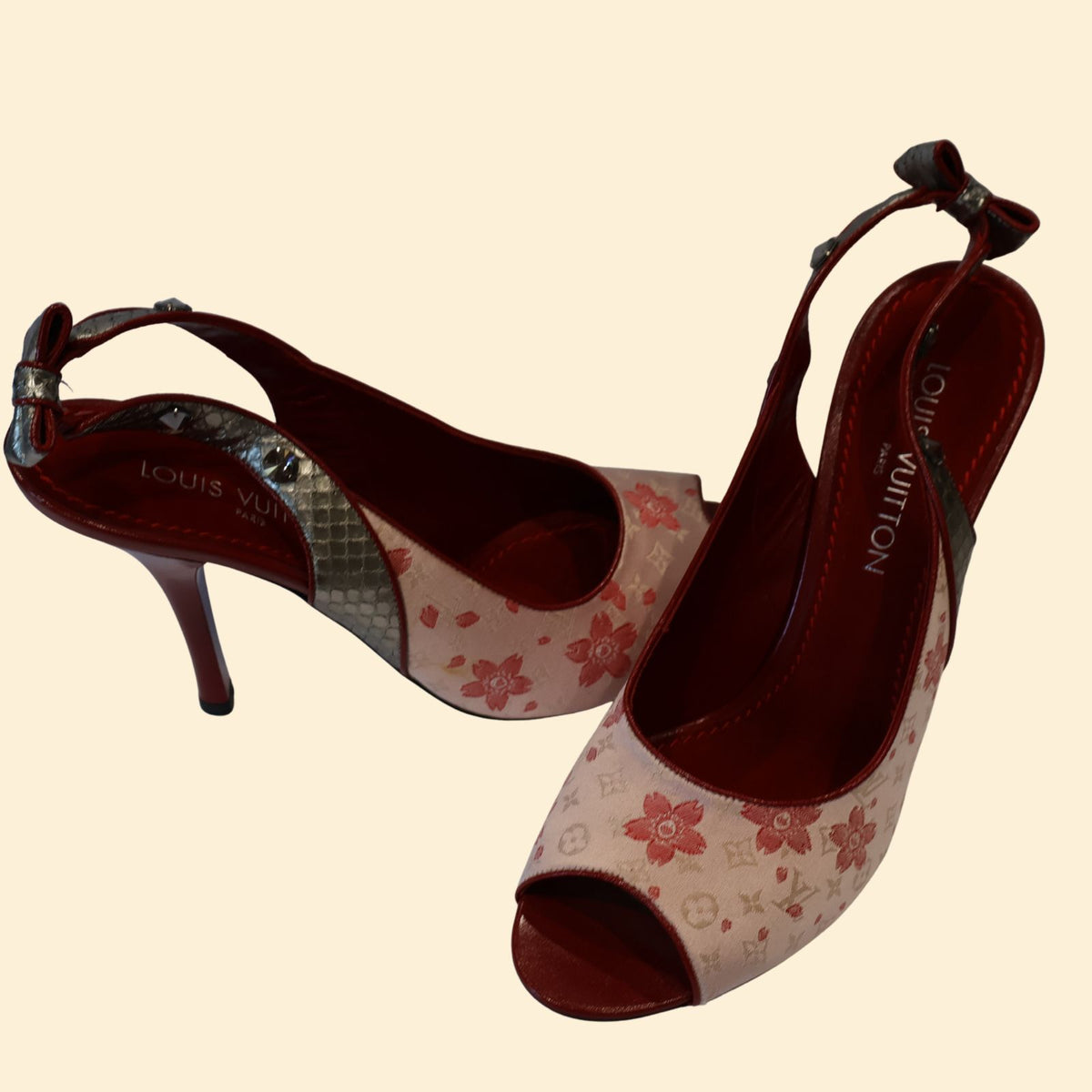 Louis Vuitton Takashi Murakami Cherry Blossom Satin  Heels