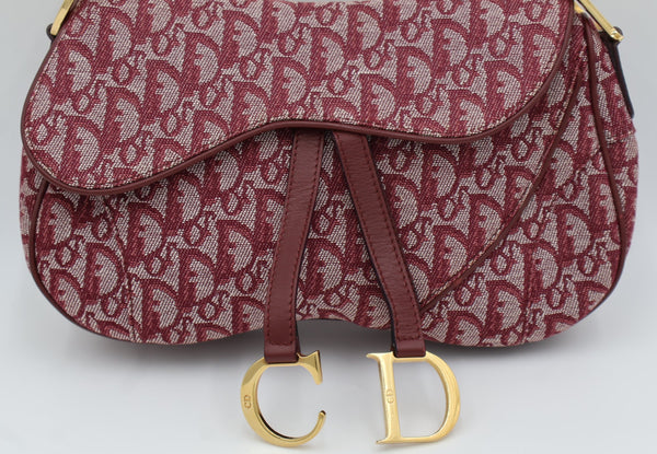 Dior Trotter Double Saddle Bag — Burgundy (Early 2000s)