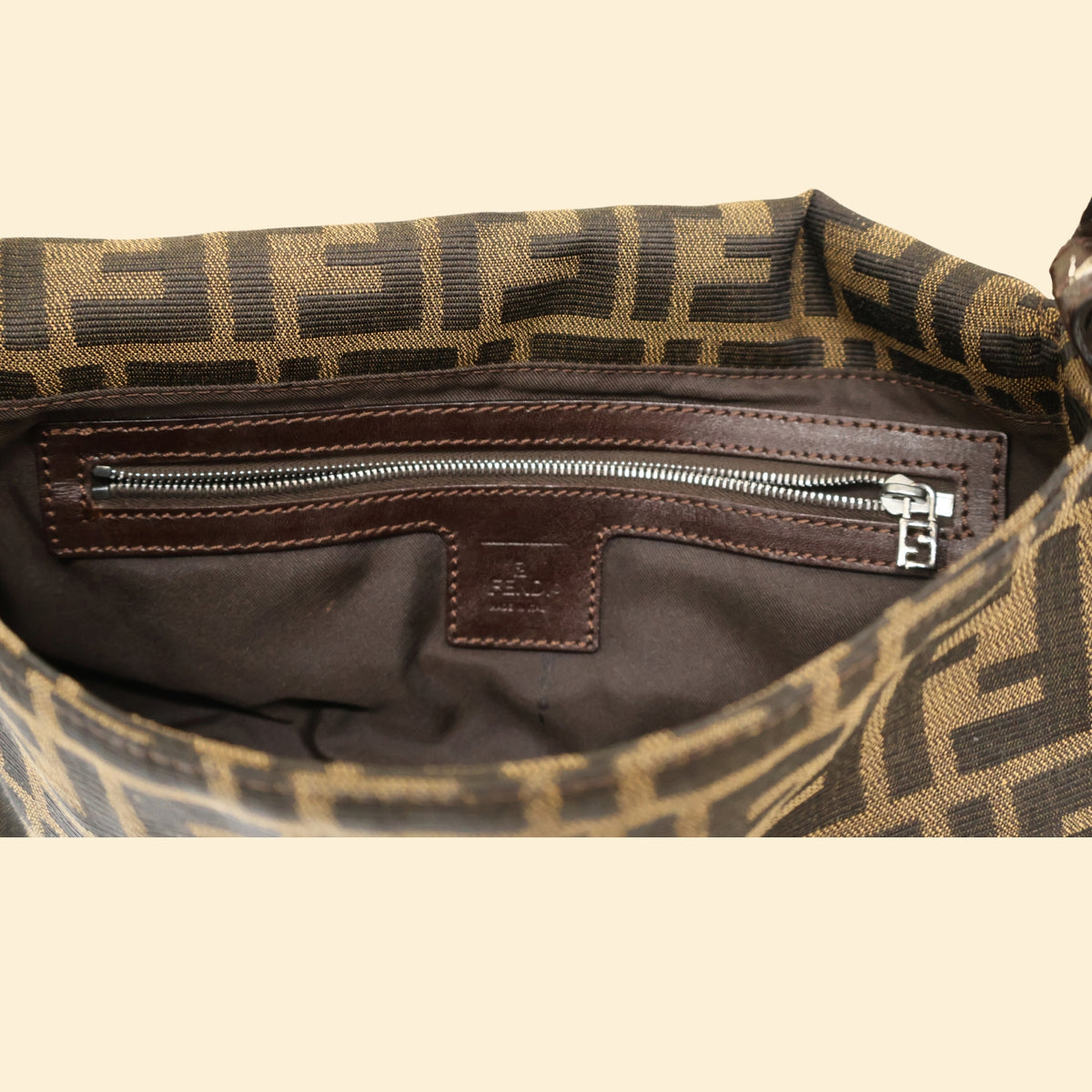 Fendi Zucca Brown Baguette Bag