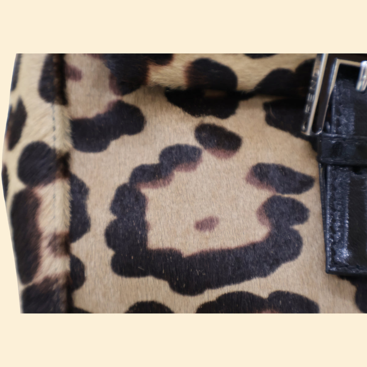 Fendi Leopard Pony Hair Baguette Bag